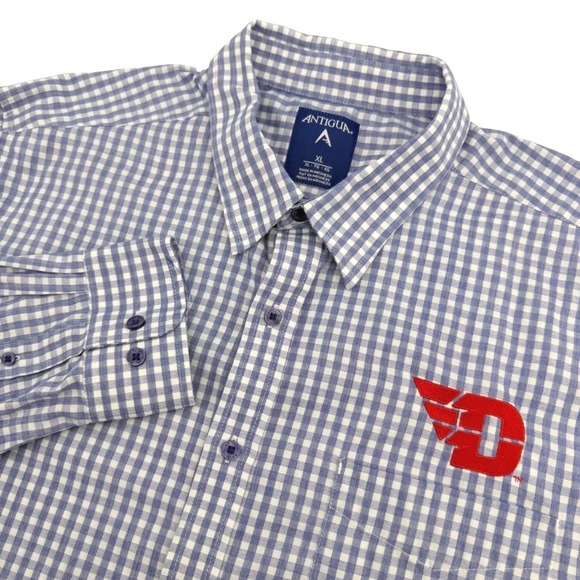 Antigua Other - Dayton Flyers Antigua Shirt Men XL Blue Gingham Logo NCAA College Gameday